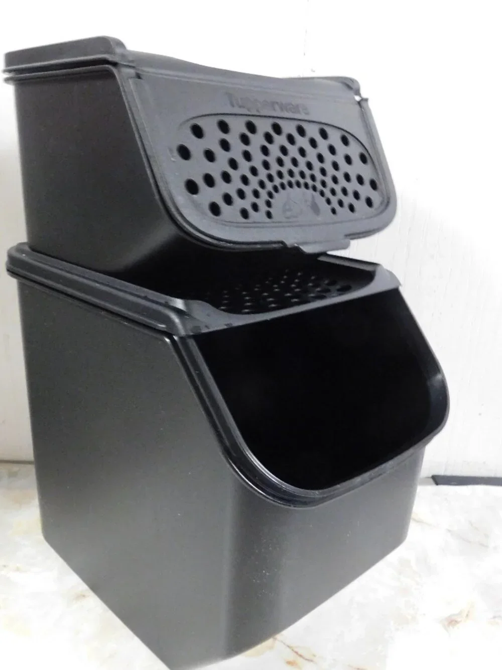Tupperware Modular Mates Black Stacking Onion & Potato Keepers